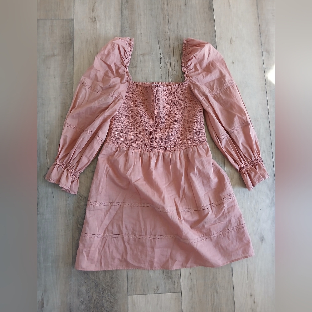 Reformation Dunes Praline Smocked Dress. Size 10 - Picture 6 of 10